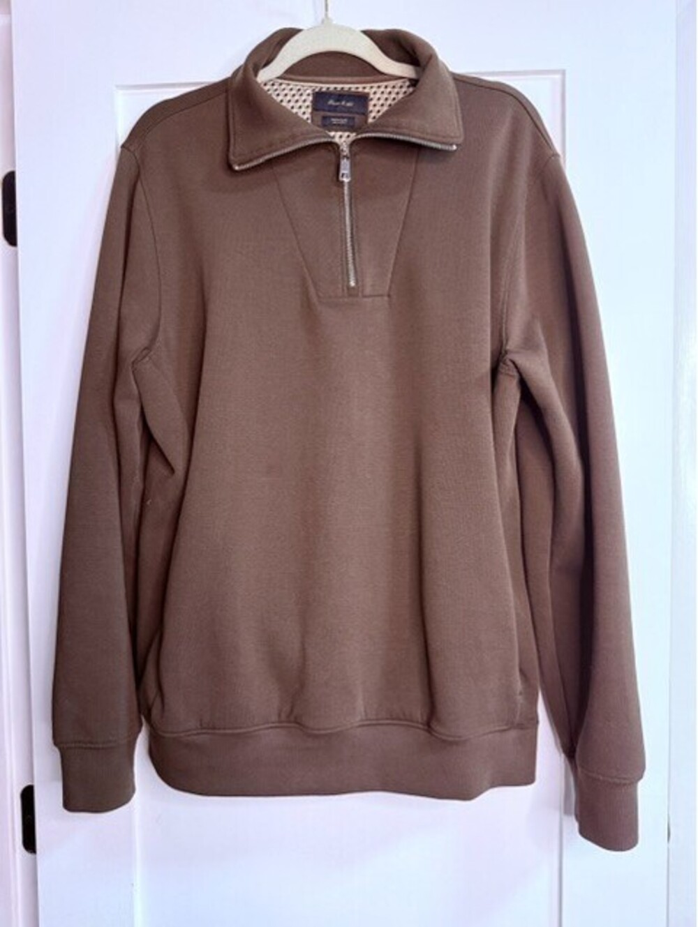 Porter & Ash Men's XL Briwn Quarter Zip Sweater Mock Neck Knit Pullover Casual